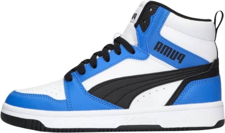 Puma Rebound v6 Mid V6 Mid sneakers wit zwart kobaltblauw Jongens Meisjes Imitatieleer 35.5 - Foto 9