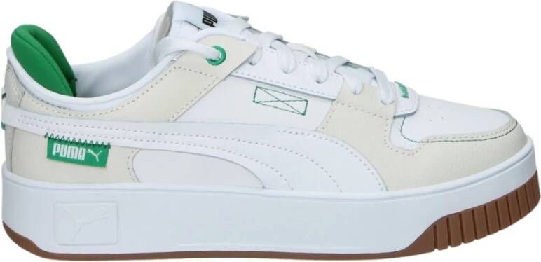 Puma Witte Sneakers met Groene Accenten White