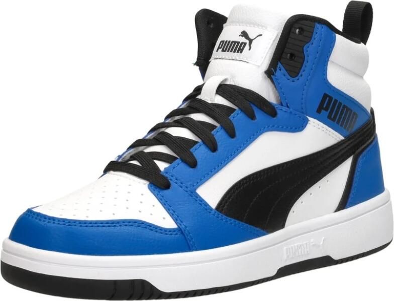 Puma Rebound v6 Mid V6 Mid sneakers wit zwart kobaltblauw Jongens Meisjes Imitatieleer 35.5 - Foto 8