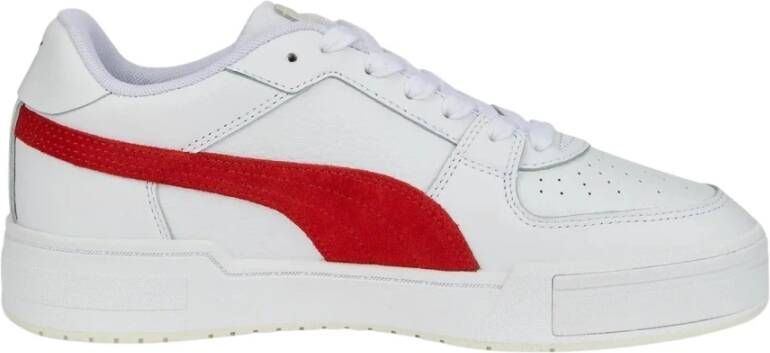 Puma Witte Verbrande Rode Leren Sneakers Wit Unisex