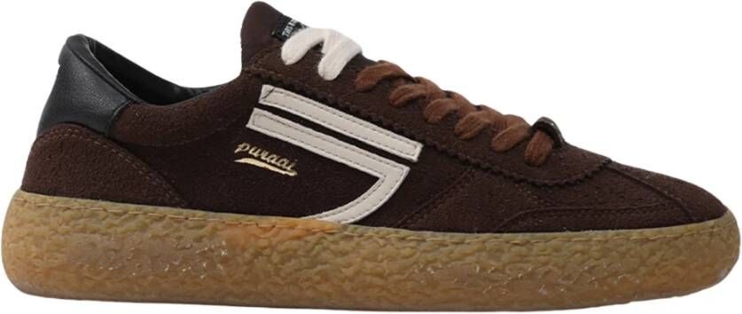 Puraai Bruine Suède Sneakers met Crèmekleurige Details - Foto 2
