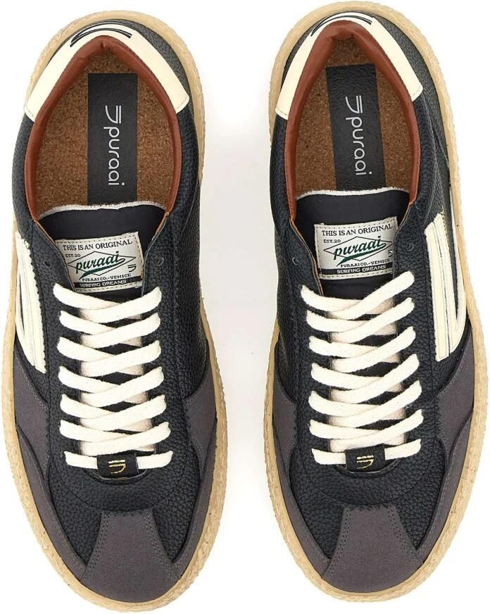 PURAAI Lage Sneakers Dames 1.01 Vintage Leer Zwart - Foto 3