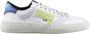 Puraai Vintage Stijl Witte Vegan Sneakers met Lime Groen Logo - Thumbnail 1