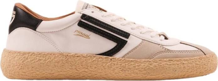 Puraai Witte Eco-lederen Sneakers met Beige Suède en Zwarte Leren Details