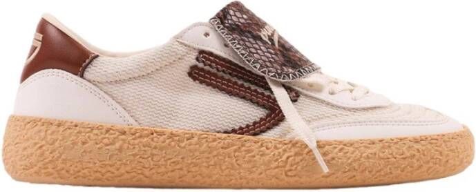 Puraai Witte Eco-leer Slangenprint Sneakers