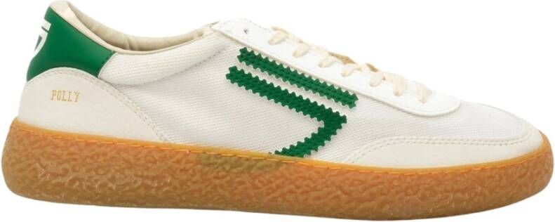 Puraai Witte Stoffen Sneakers met Groene Details Multicolor Heren