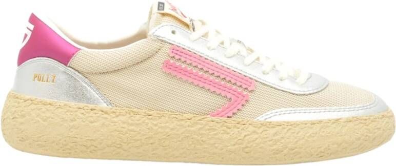 Puraai Witte stoffen sneakers met zilveren en fuchsia details Multicolor Dames