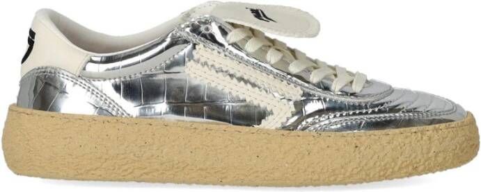 Puraai Zilveren Reptiel-Effect Sneaker met Witte Details