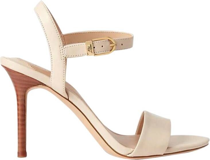 Ralph Lauren Beige Leren Dames Sandalen Beige Dames