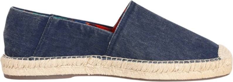 Ralph Lauren Blauwe Canvas Espadrilles Handgestikt Blue Heren