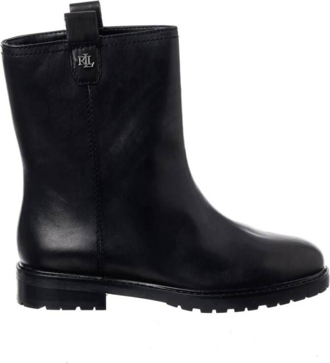 Ralph Lauren Slip-on Leren Enkellaarzen Zwart Dames - Foto 3