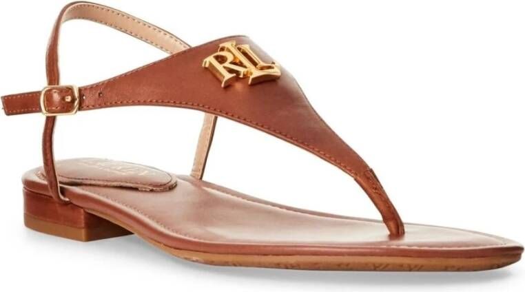 Polo Ralph Lauren Casual Camel Leren Dames Sandalen Brown Dames