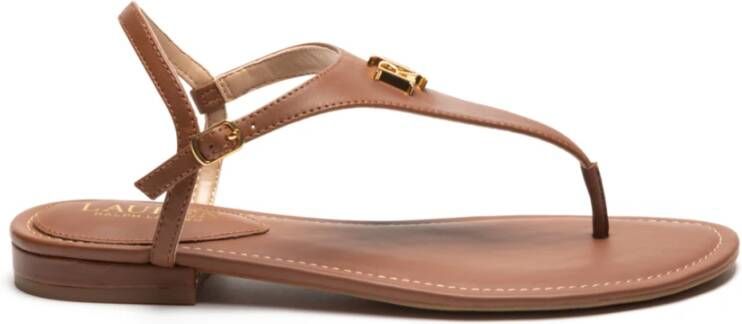 Polo Ralph Lauren Casual Camel Leren Dames Sandalen Brown Dames