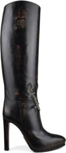 Ralph Lauren Glamoureuze Oudbruine Leren Laarzen Bruin Dames
