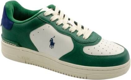 Ralph Lauren Wit Groen Blauw Lage Profiel Sneakers Multicolor