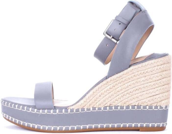Ralph Lauren Ocean Nappa Leren Espadrille Sleehakken Blue Dames