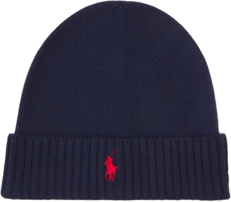 Polo Ralph Lauren Kabelgebreide wollen beanie – Omgeslagen geribde boord