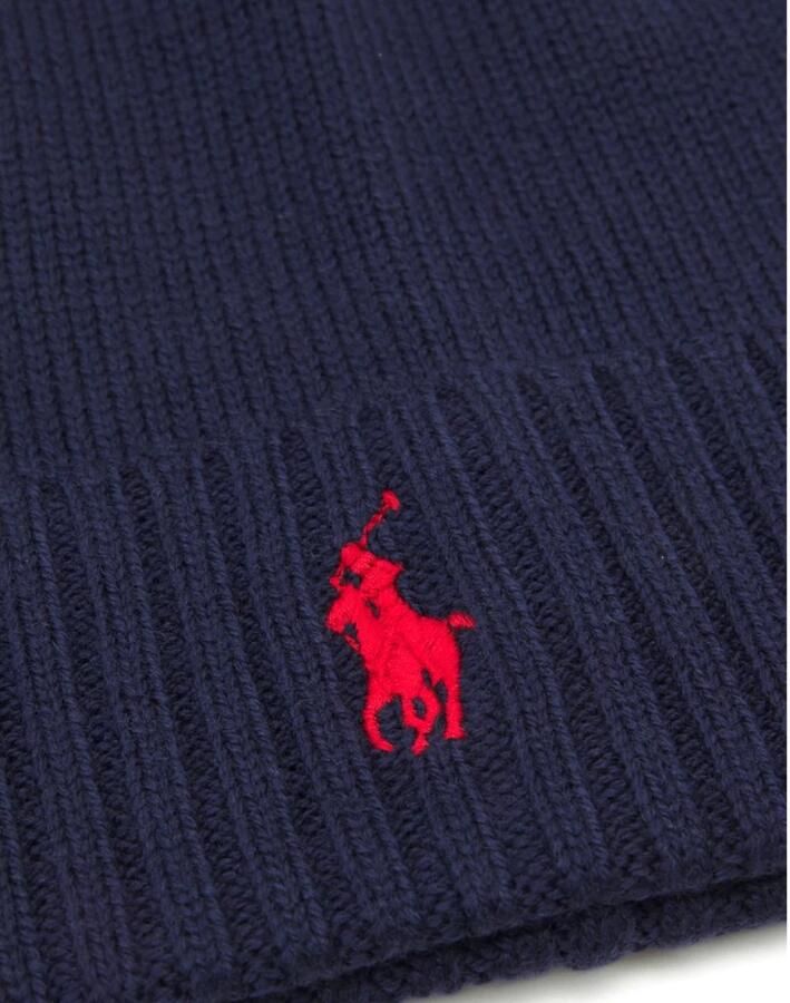 Polo Ralph Lauren Kabelgebreide wollen beanie – Omgeslagen geribde boord - Foto 2