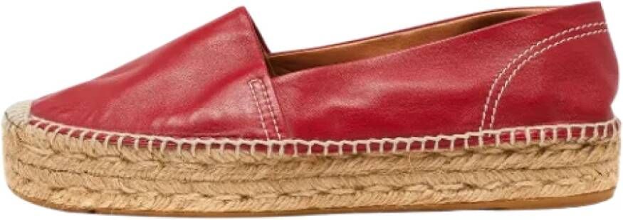 Ralph Lauren Pre-owned Leather flats Red Dames