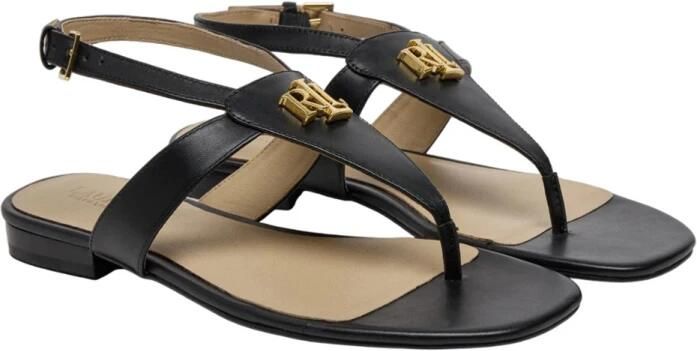 Lauren Ralph Lauren Sandalen van leer met labeldetail model 'EVERLY'