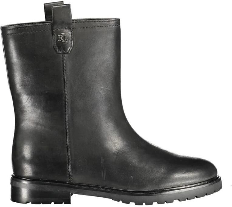 Ralph Lauren Slip-on Leren Enkellaarzen Zwart Dames