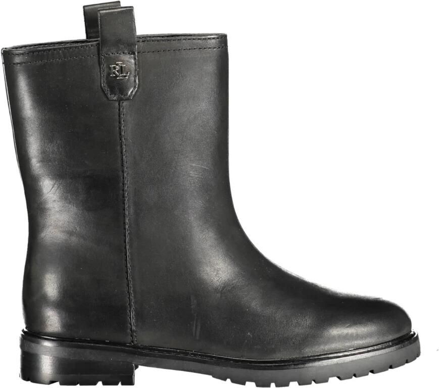 Ralph Lauren Slip-on Leren Enkellaarzen Zwart Dames