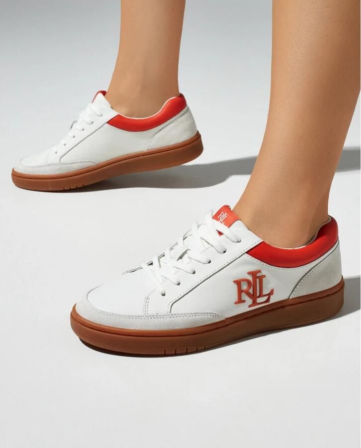 LAUREN RALPH LAUREN Lage Sneakers Dames Hailey 6 Low Top Lace Maat: 36 Materiaal: Leer Kleur: Wit