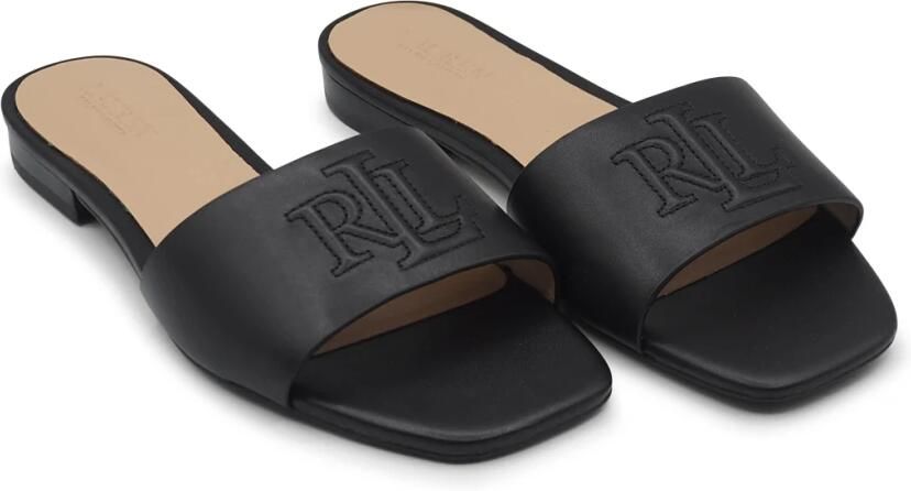 Ralph Lauren Zwarte leren slippers