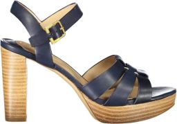 Ralph Lauren Leren sandaal met 10 cm hak en enkelband Blue Dames