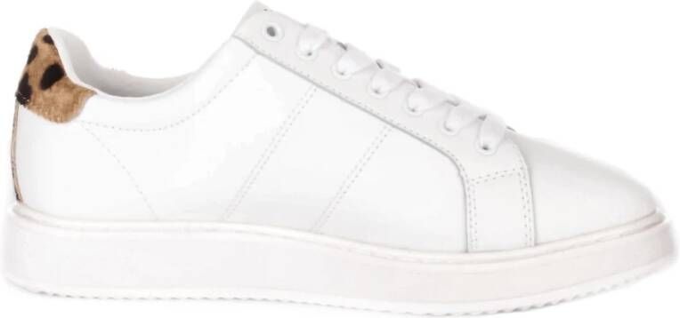 Ralph Lauren Witte Leren Sneakers met Dierenprint Details Wit Dames