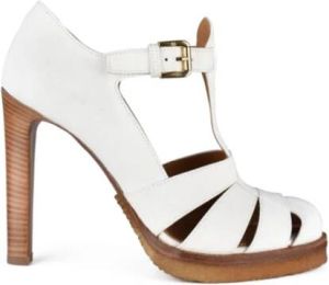 Ralph Lauren Witte Suède T-Strap Sandalen Wit Dames