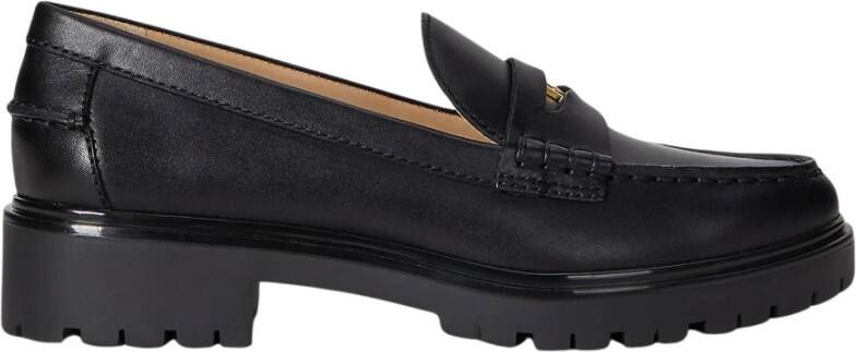 Ralph Lauren Zwarte Lauren Door Zwarte Merlin Penny Loafer Schoenen