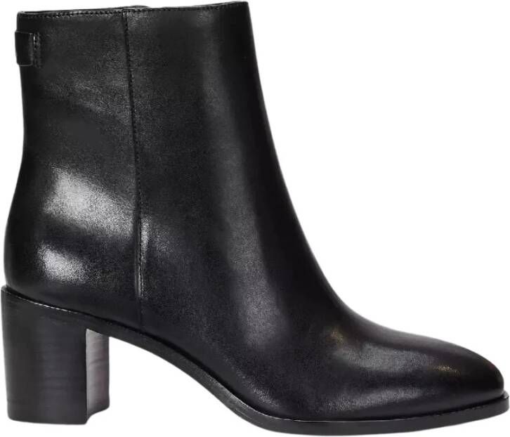 Ralph Lauren Zwarte leren enkellaarsjes Cassie Black Dames