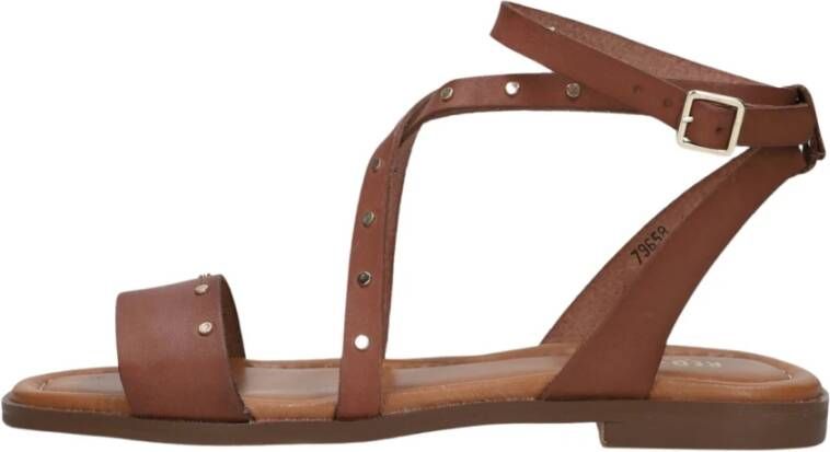 Red Rag Cognac Leren Sandalen met Studs Brown Dames