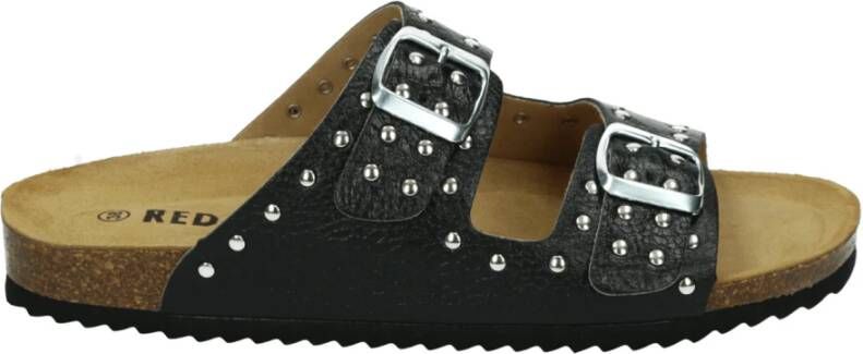 RED-RAG Slippers Dames 78010 Leer Zwart