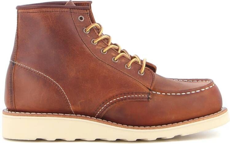 Red Wing Shoes Bruin Leren Enkellaars met Traction Tred Zool Orange Dames