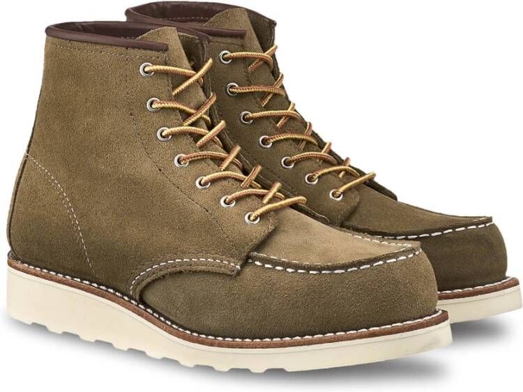 Red Wing Shoes Klassieke Moc Olijf Leren Laars Green Dames