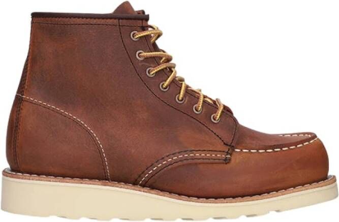 Red Wing Shoes Bruin Leren Enkellaars met Traction Tred Zool Orange Dames