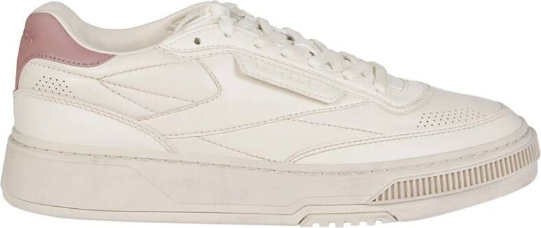 Reebok Ivoor Leren Sneakers Ronde Neus Beige