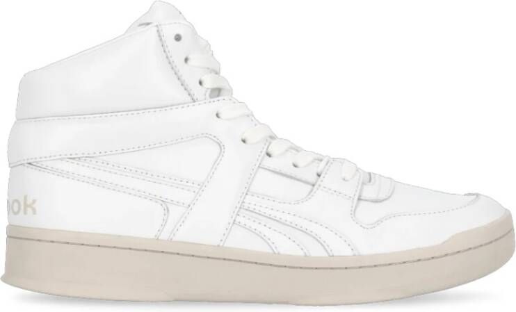 Reebok Witte Leren Sneakers Ronde Neus Logo White Heren