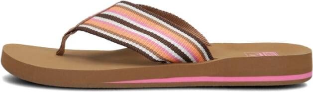 Reef Spring Woven Smoothie Stripe Dames Slippers Cogna Roze - Foto 2