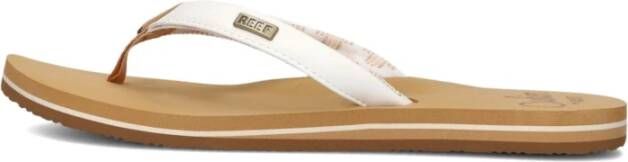 Reef Witte Leren Look Kussen Slippers