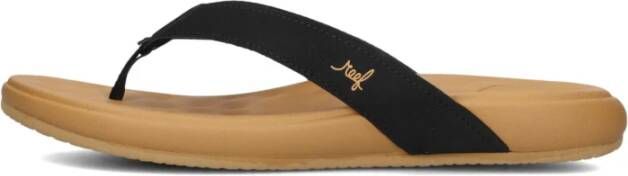 Reef Zwarte leren Cushion Harmony slippers