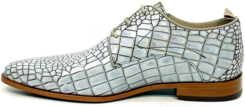 Rehab Heren nette veterschoen Trouwschoenen Greg Croco Wit combi - Foto 2