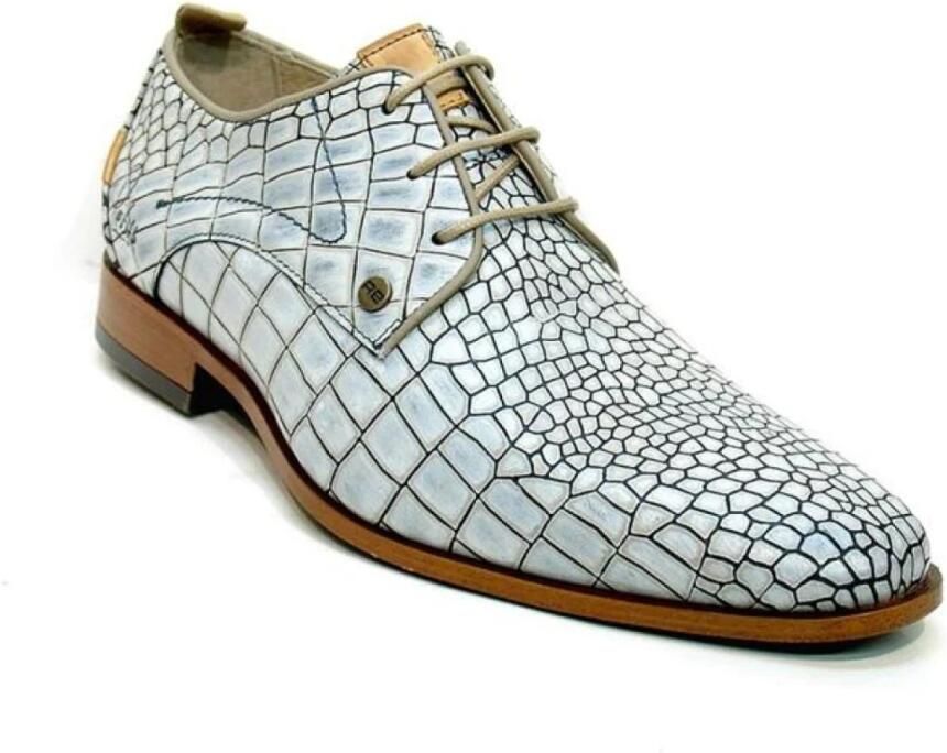 Rehab Heren nette veterschoen Trouwschoenen Greg Croco Wit combi - Foto 3