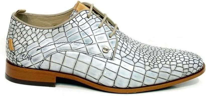Rehab Heren nette veterschoen Trouwschoenen Greg Croco Wit combi - Foto 4