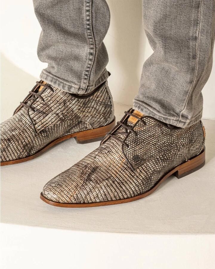 Rehab Greymarble leren veterschoenen met dierenprint zand - Foto 8