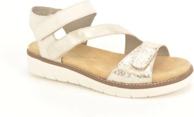 Remonte Beige Goud Sandaal met Klittenbandsluiting