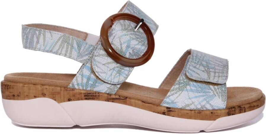 Remonte Blauw Witte Platte Sandalen Vrouwen