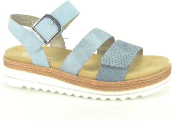 Remonte Blauwe Jeans Sandalen met Klittenbandsluiting